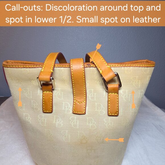 Vintage Dooney & Bourke Monogram Canvas Bucket Bag w/ Leather Trim - Picture 11 of 12